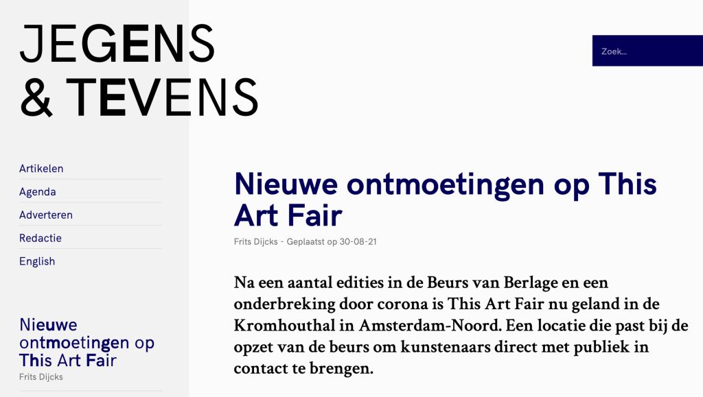 Jegens & Tevens: Nieuwe ontmoetingen op This Art Fair (review)