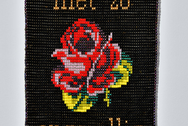 Small tapestry made out of glass beads. Size approx. 340,5x21cm. Handwoven. 2023